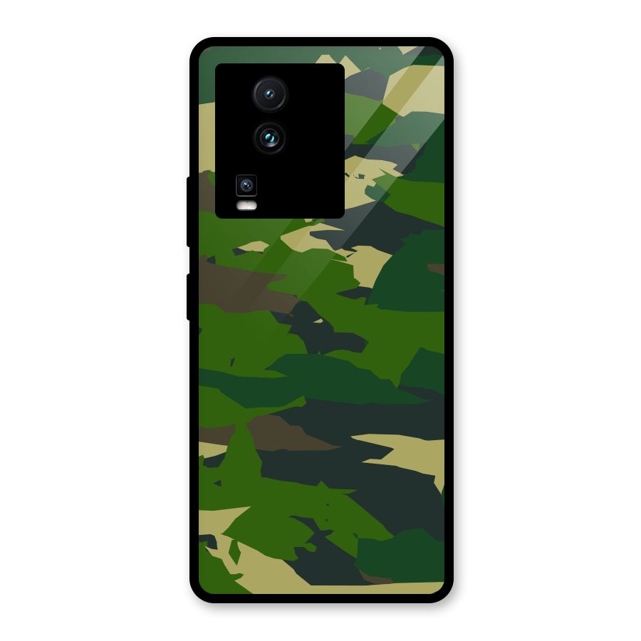 Green Camouflage Army Glass Back Case for Vivo iQOO Neo 7