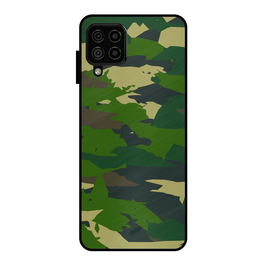 Green Camouflage Army Metal Back Case for Galaxy A22 4G