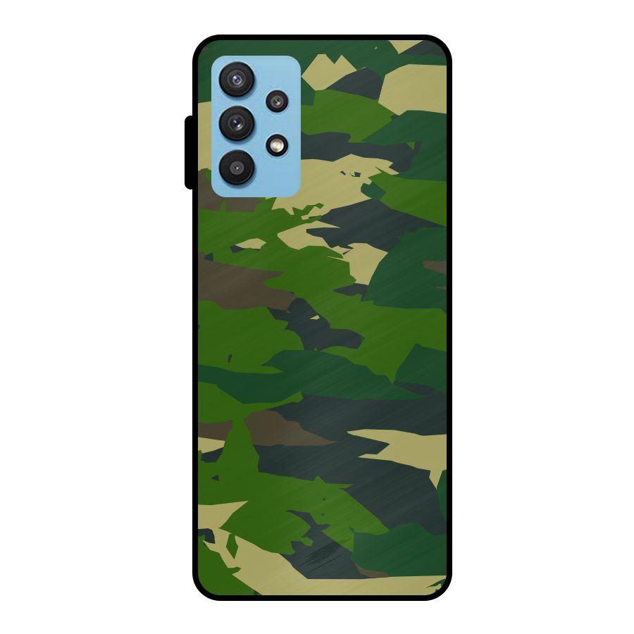 Green Camouflage Army Metal Back Case for Galaxy M32 5G