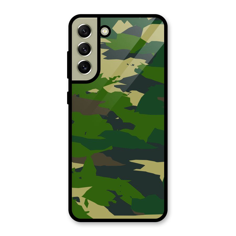 Green Camouflage Army Metal Back Case for Galaxy S21 FE 5G (2023)