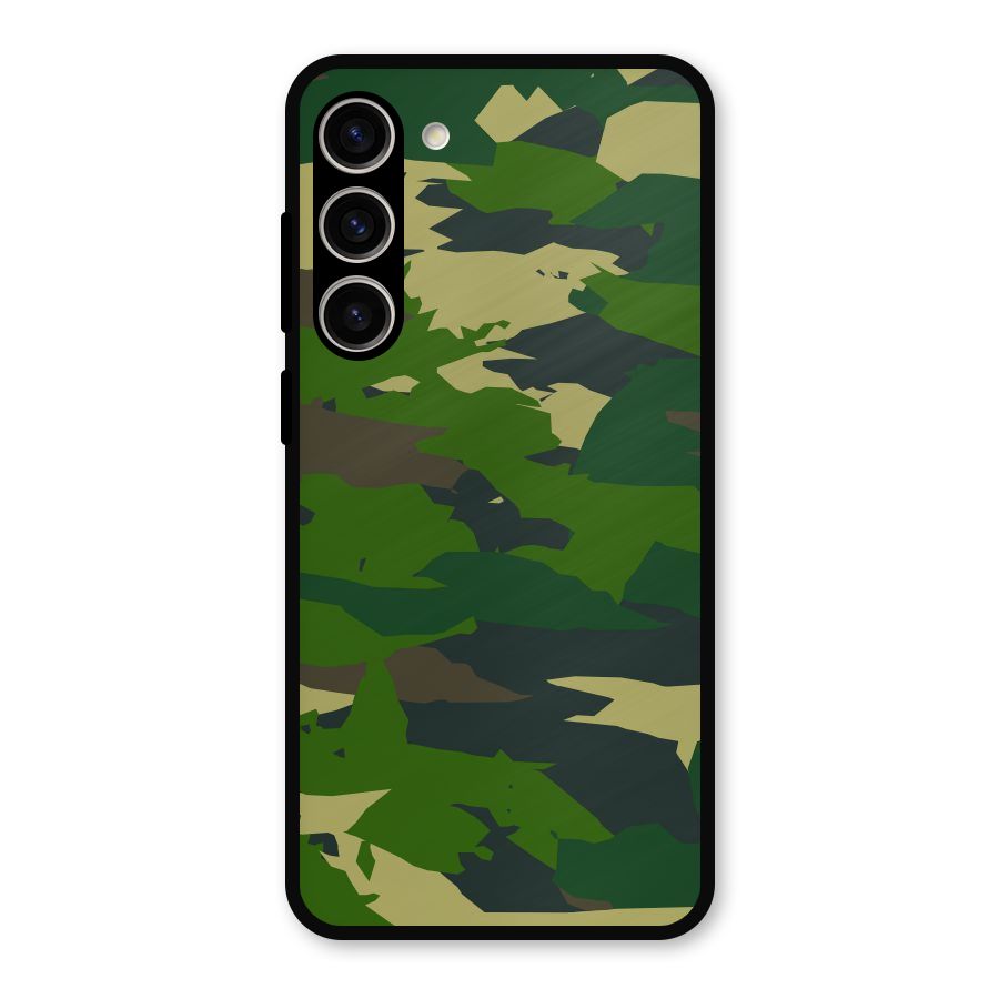 Green Camouflage Army Metal Back Case for Galaxy S23 Plus