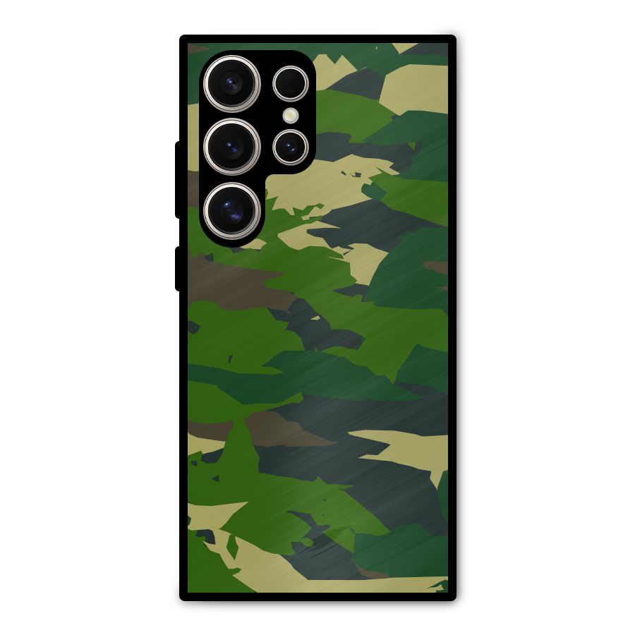 Green Camouflage Army Metal Back Case for Galaxy S24 Ultra