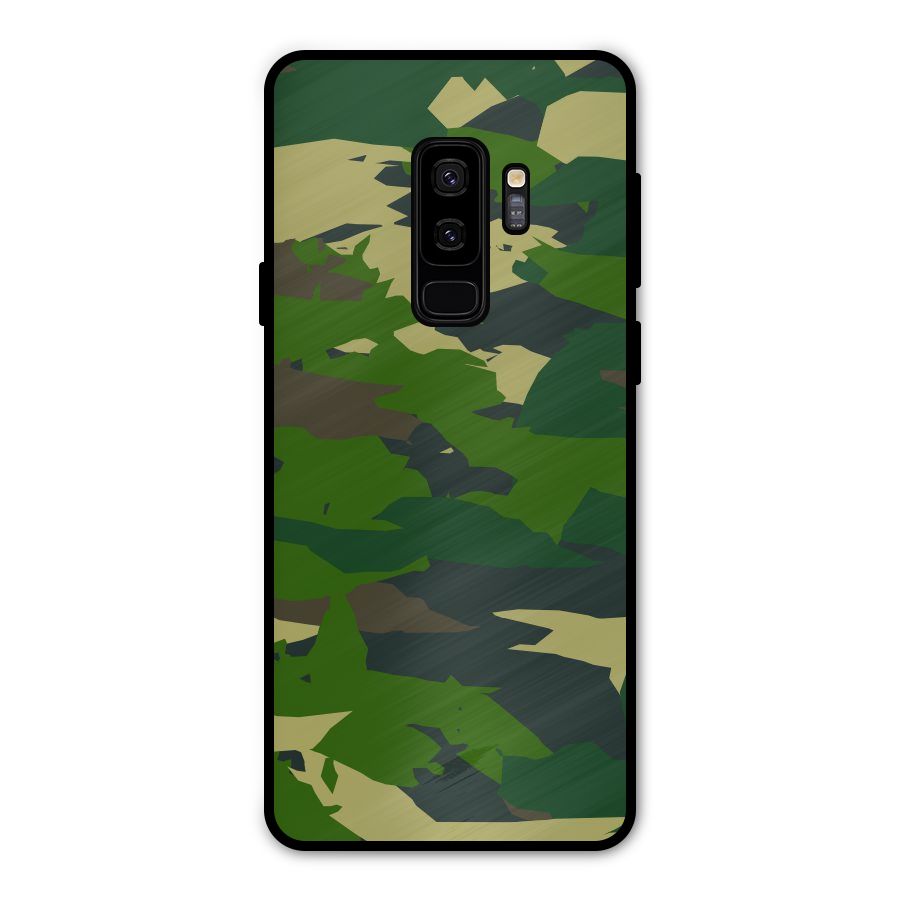 Green Camouflage Army Metal Back Case for Galaxy S9 Plus