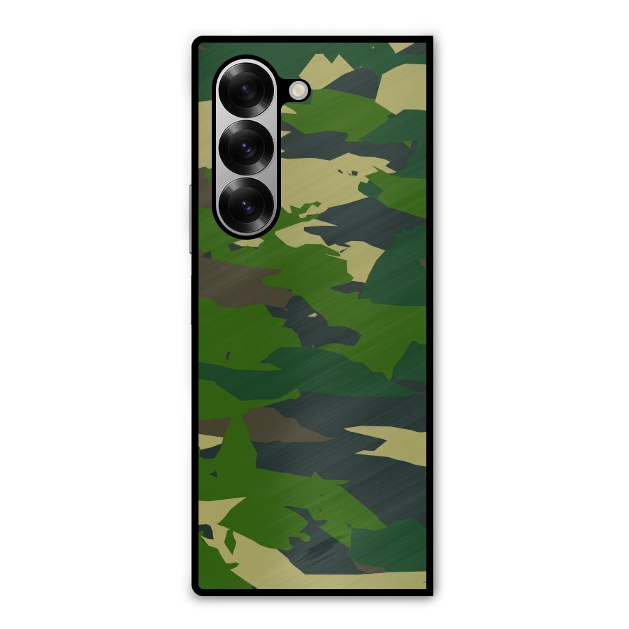Green Camouflage Army Metal Back Case for Galaxy Z Fold6