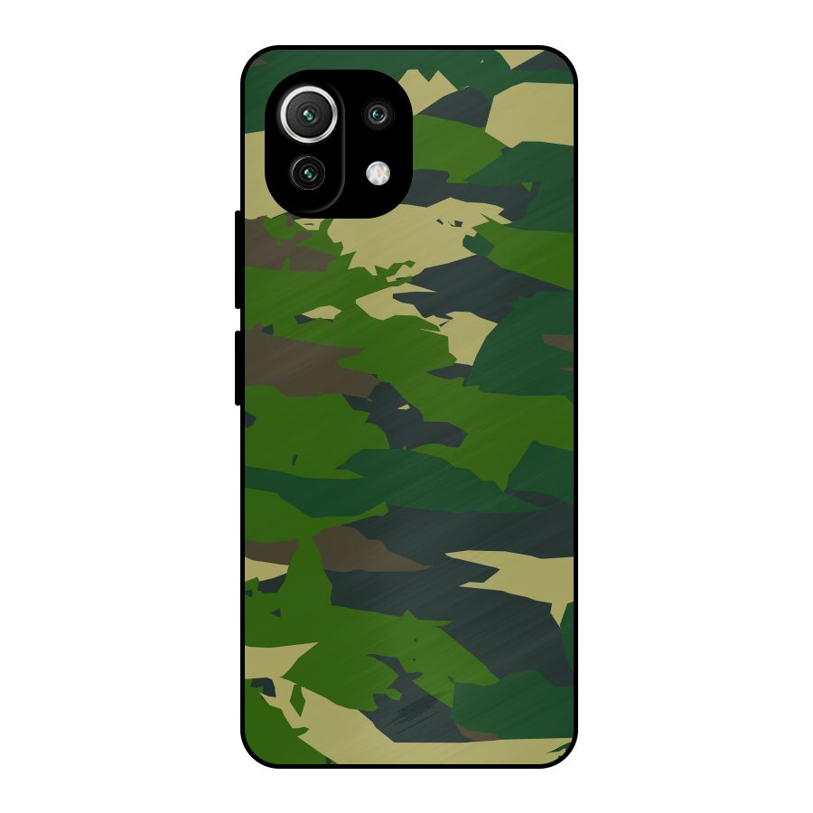 Green Camouflage Army Metal Back Case for Mi 11 Lite NE 5G