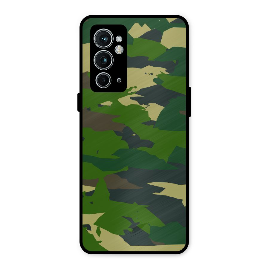 Green Camouflage Army Metal Back Case for OnePlus 9RT 5G