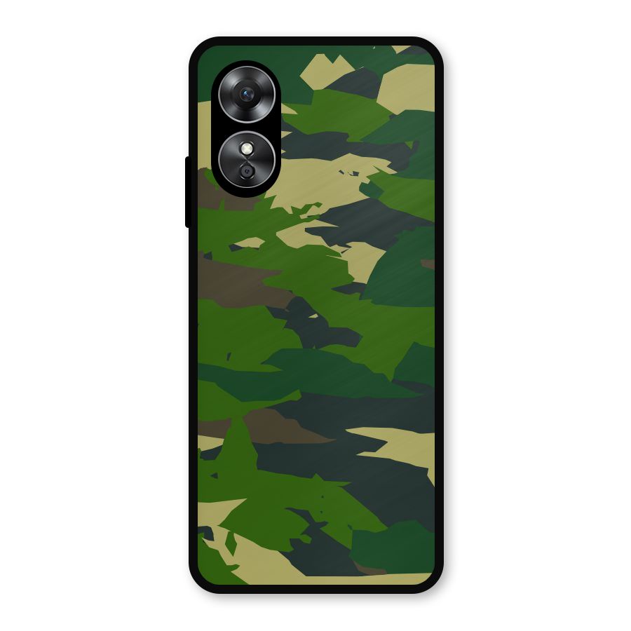 Green Camouflage Army Metal Back Case for Oppo A17
