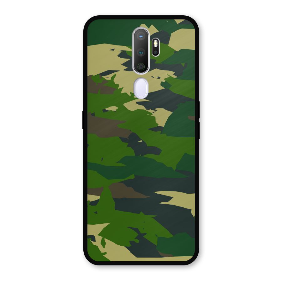Green Camouflage Army Metal Back Case for Oppo A5 (2020)