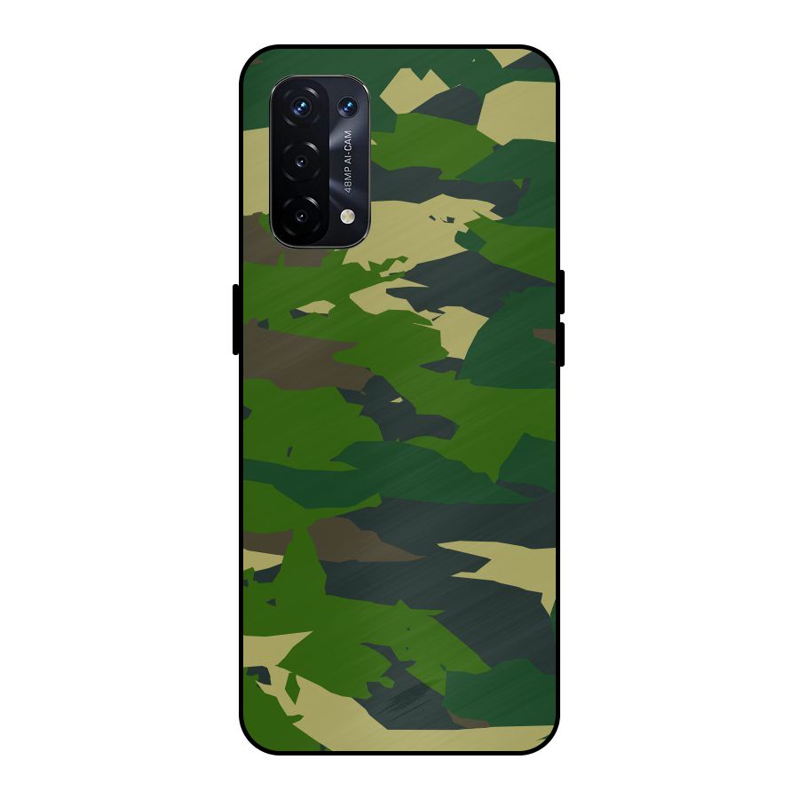 Green Camouflage Army Metal Back Case for Oppo A74 5G