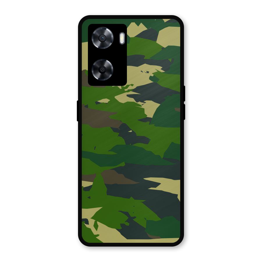 Green Camouflage Army Metal Back Case for Oppo A77