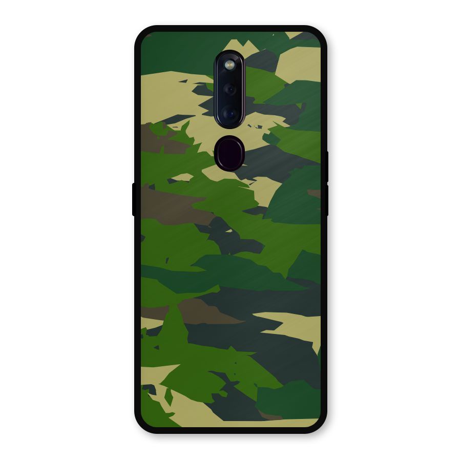 Green Camouflage Army Metal Back Case for Oppo F11 Pro