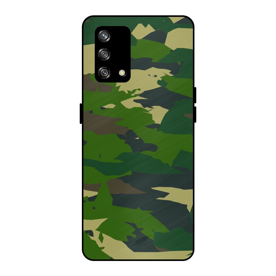 Green Camouflage Army Metal Back Case for Oppo F19