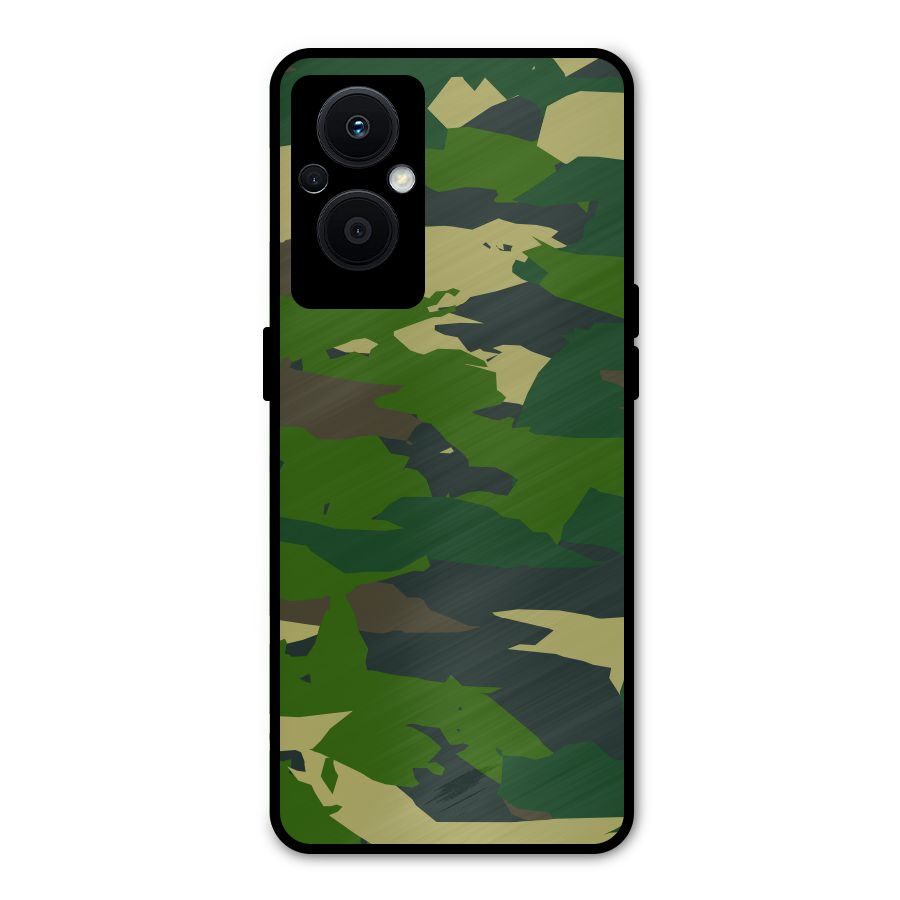 Green Camouflage Army Metal Back Case for Oppo F21 Pro 5G