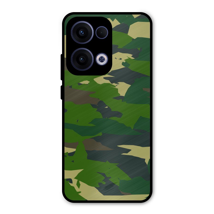 Green Camouflage Army Metal Back Case for Oppo Reno13