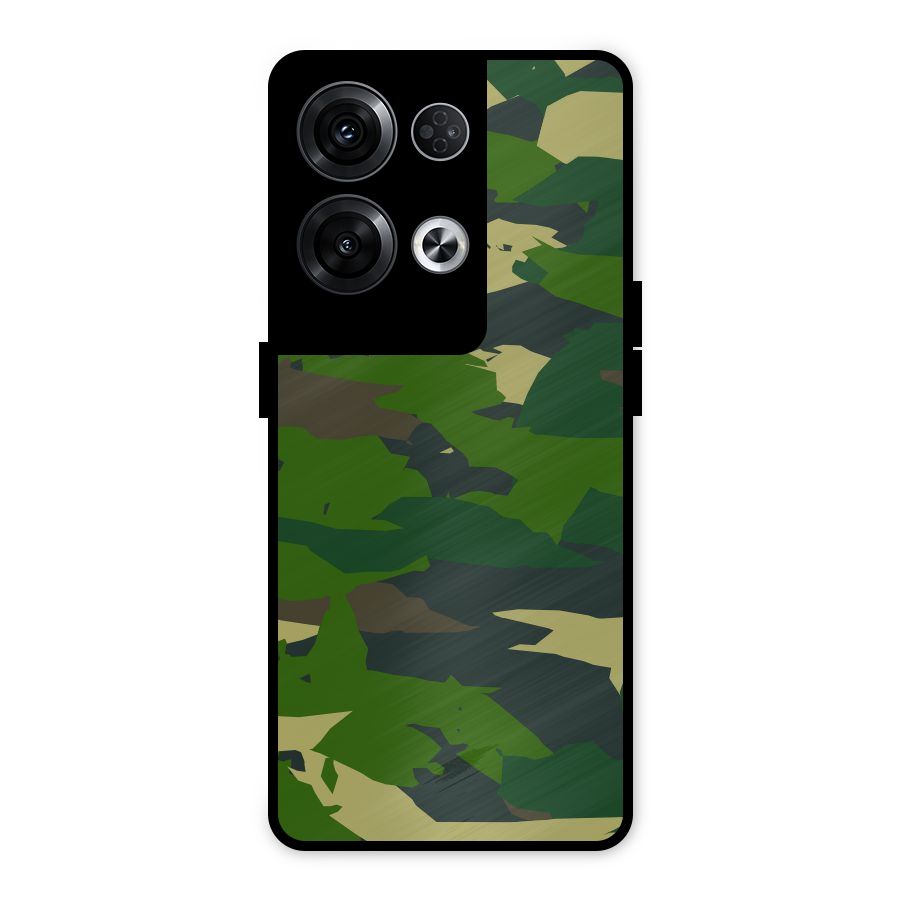Green Camouflage Army Metal Back Case for Oppo Reno8 Pro 5G