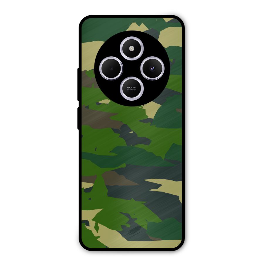 Green Camouflage Army Metal Back Case for Poco C75 5G