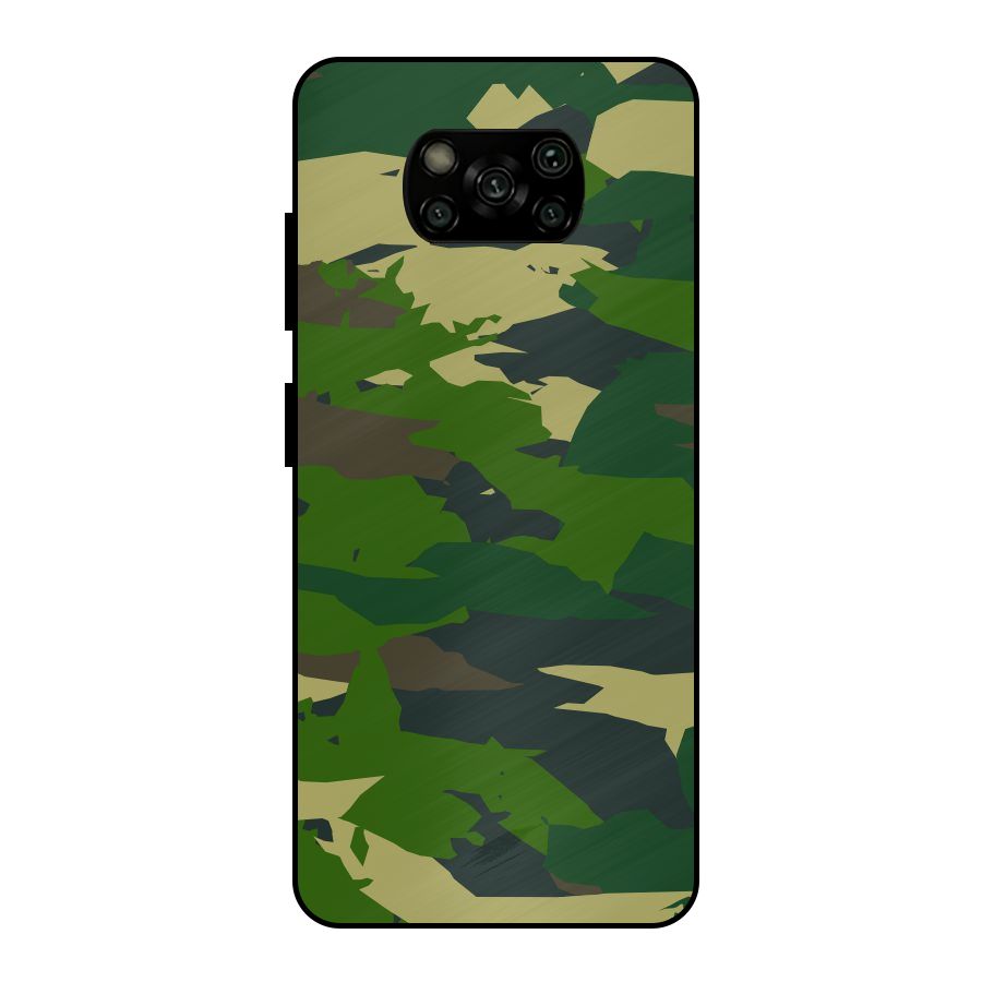 Green Camouflage Army Metal Back Case for Poco X3