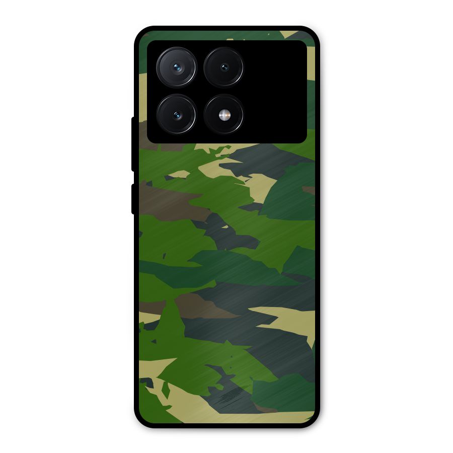Green Camouflage Army Metal Back Case for Poco X6 Pro