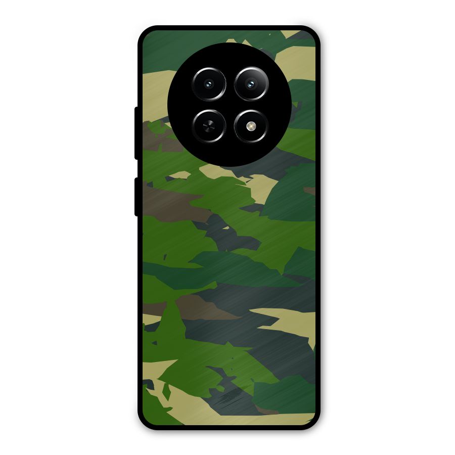 Green Camouflage Army Metal Back Case for Realme 12x 5G