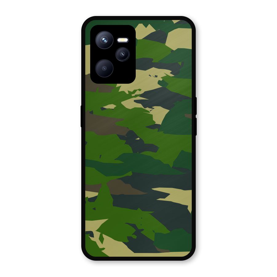 Green Camouflage Army Metal Back Case for Realme C35