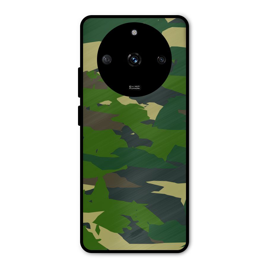 Green Camouflage Army Metal Back Case for Realme Narzo 60 5G