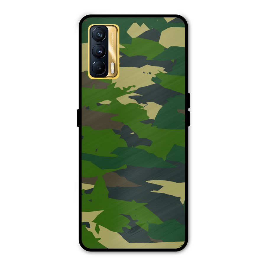 Green Camouflage Army Metal Back Case for Realme X7