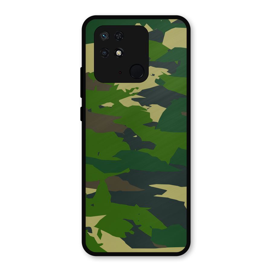Green Camouflage Army Metal Back Case for Redmi 10