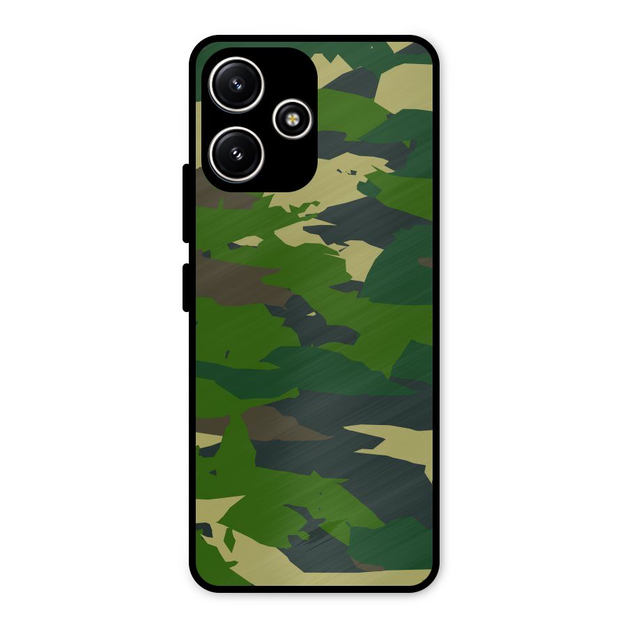 Green Camouflage Army Metal Back Case for Redmi 12 5G