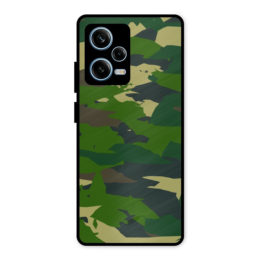 Green Camouflage Army Metal Back Case for Redmi Note 12 Pro