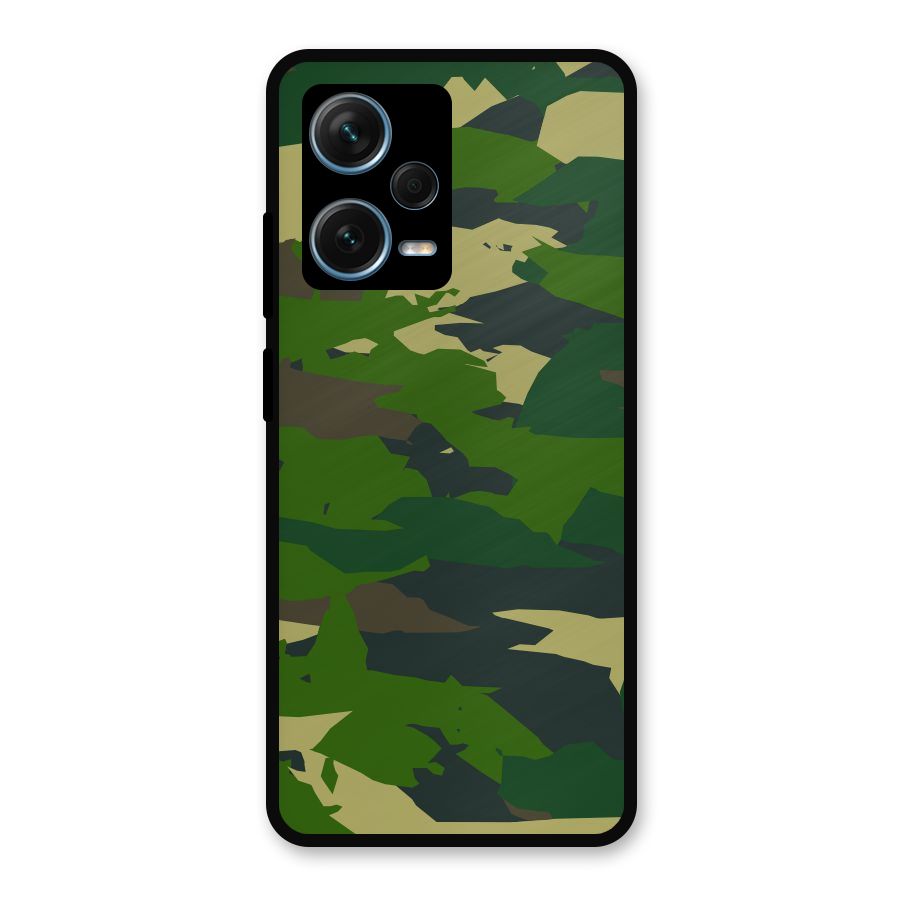 Green Camouflage Army Metal Back Case for Redmi Note 12 Pro Plus 5G