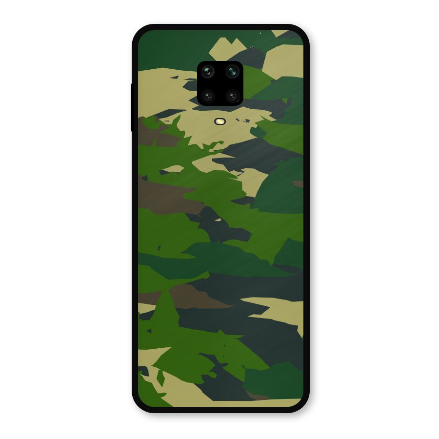 Green Camouflage Army Metal Back Case for Redmi Note 9 Pro Max