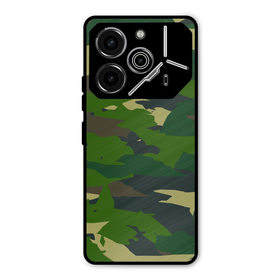 Green Camouflage Army Metal Back Case for Tecno Pova 6 Pro