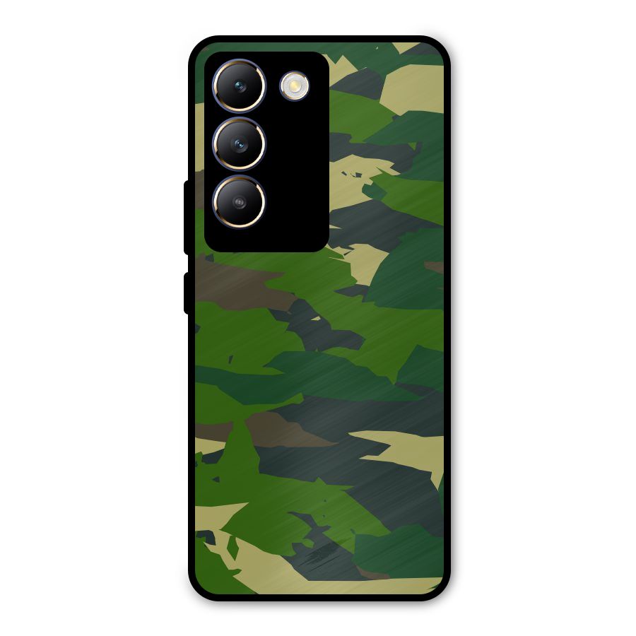 Green Camouflage Army Metal Back Case for Vivo T3 5G
