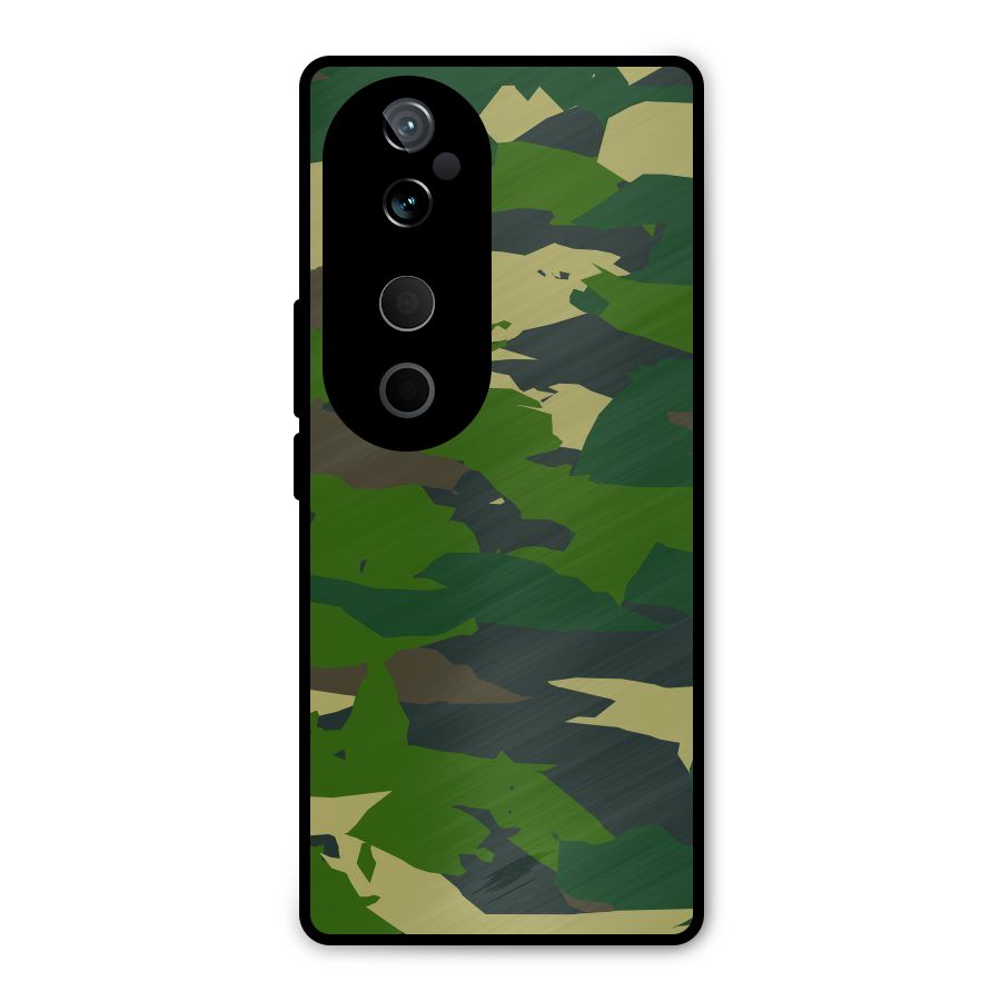 Green Camouflage Army Metal Back Case for Vivo T3 Ultra