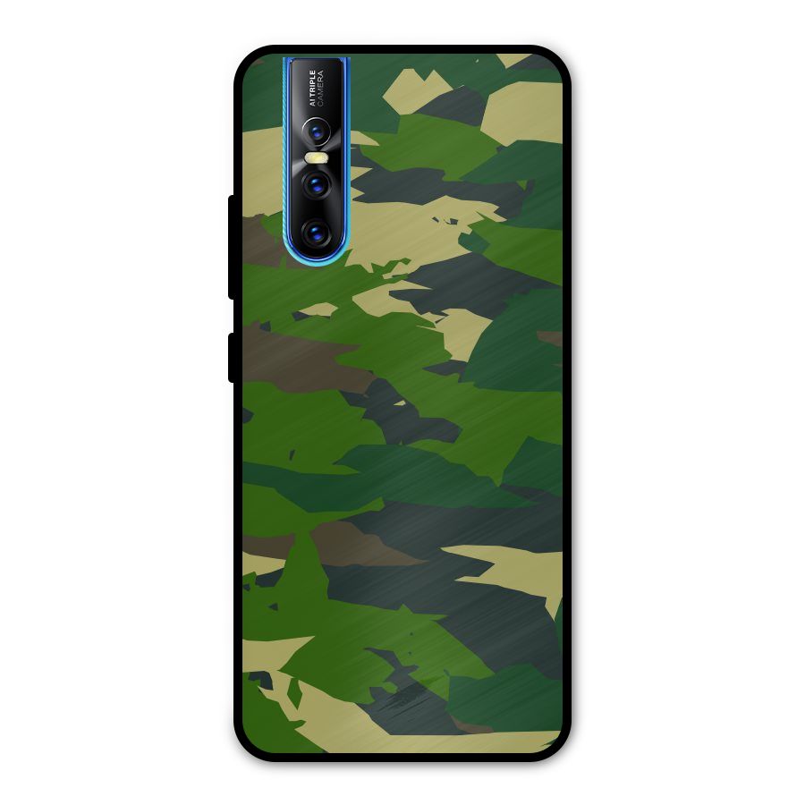 Green Camouflage Army Metal Back Case for Vivo V15 Pro