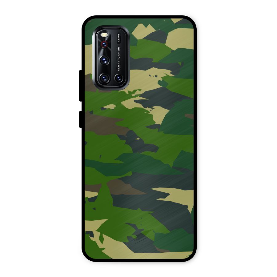 Green Camouflage Army Metal Back Case for Vivo V19