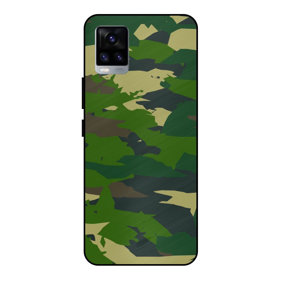 Green Camouflage Army Metal Back Case for Vivo V20