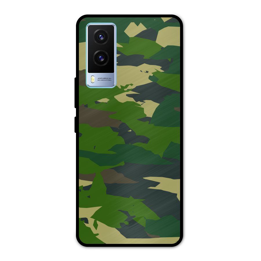 Green Camouflage Army Metal Back Case for Vivo V21e 5G