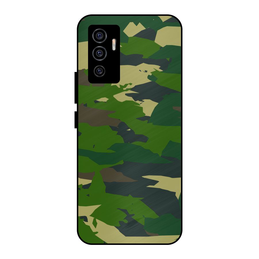 Green Camouflage Army Metal Back Case for Vivo V23e