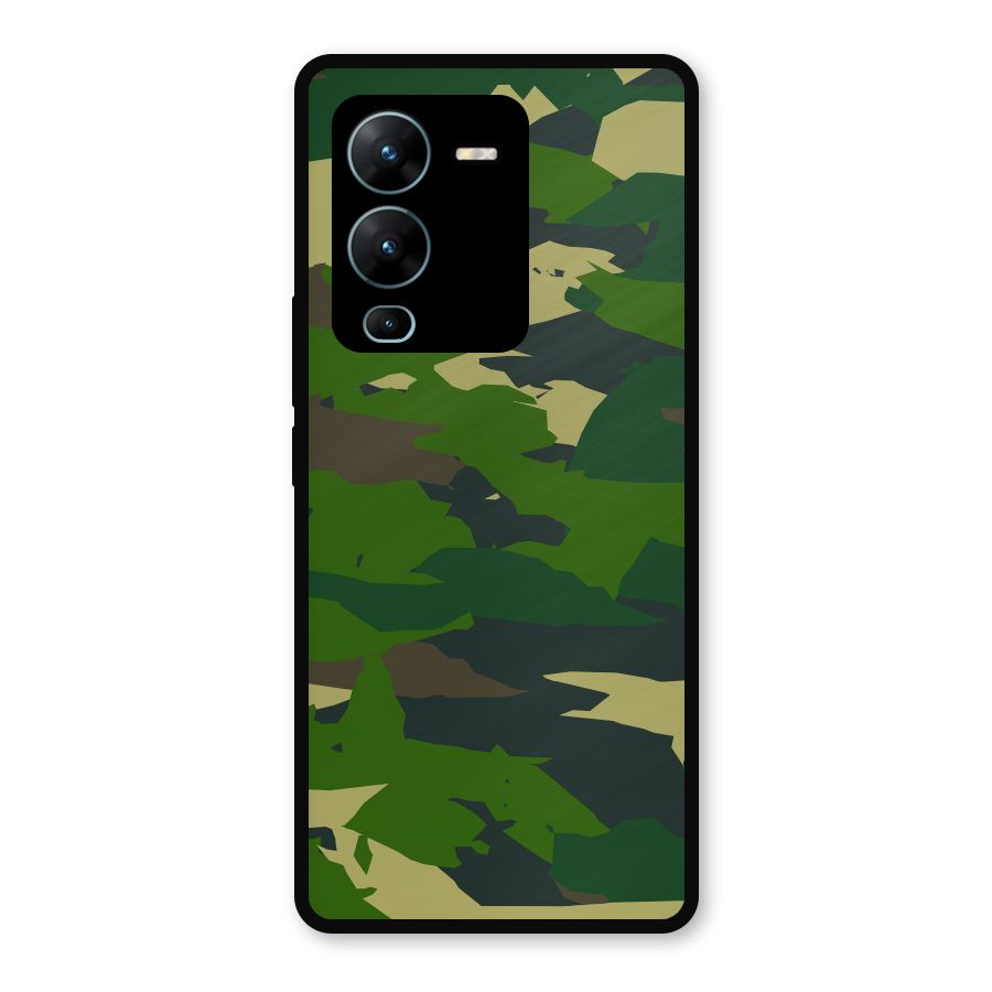 Green Camouflage Army Metal Back Case for Vivo V25 Pro