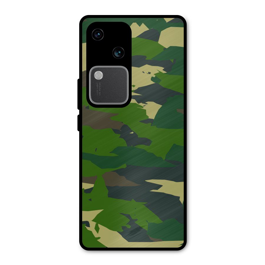 Green Camouflage Army Metal Back Case for Vivo V30 Pro