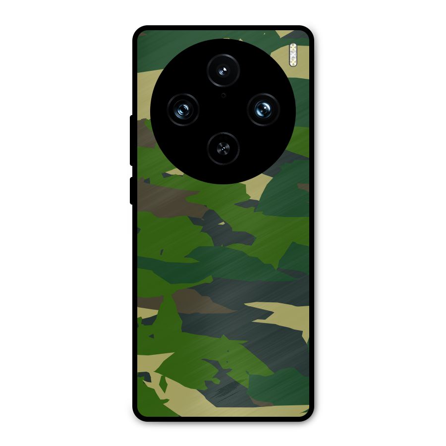 Green Camouflage Army Metal Back Case for Vivo X100 Pro