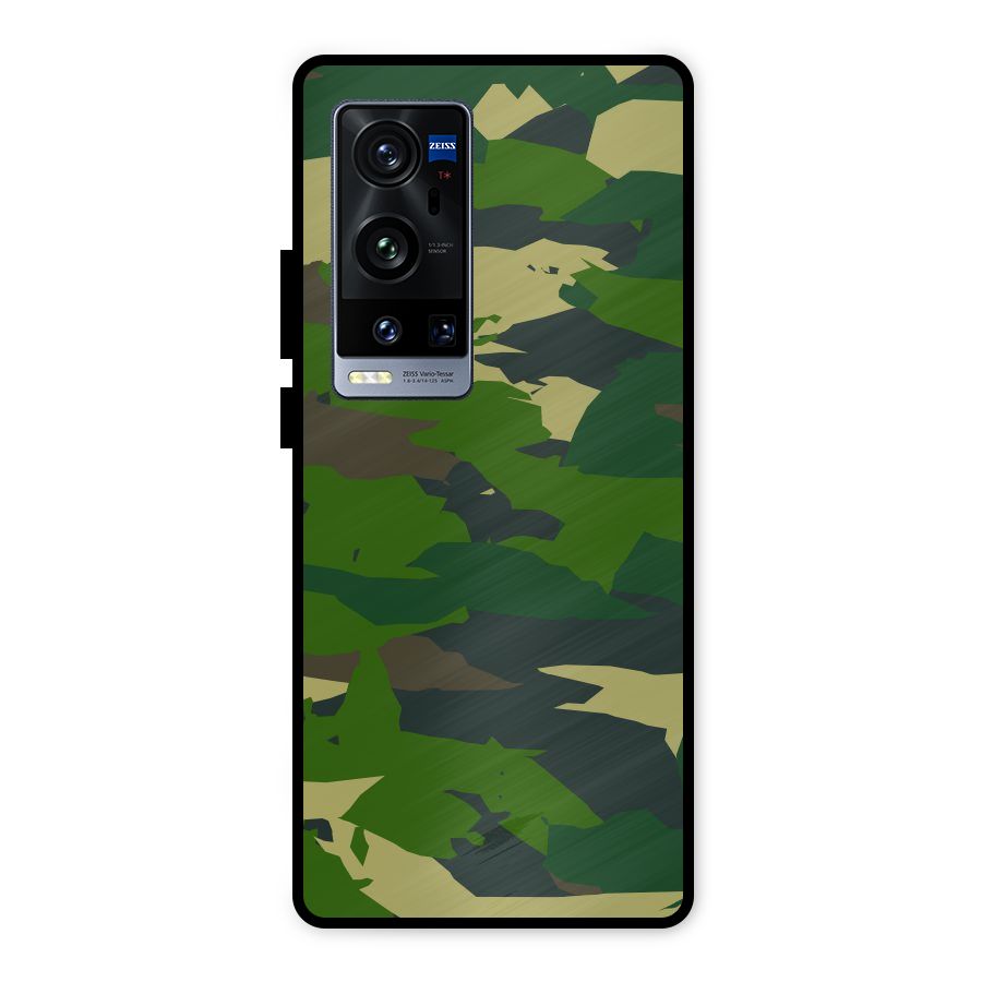Green Camouflage Army Metal Back Case for Vivo X60 Pro Plus