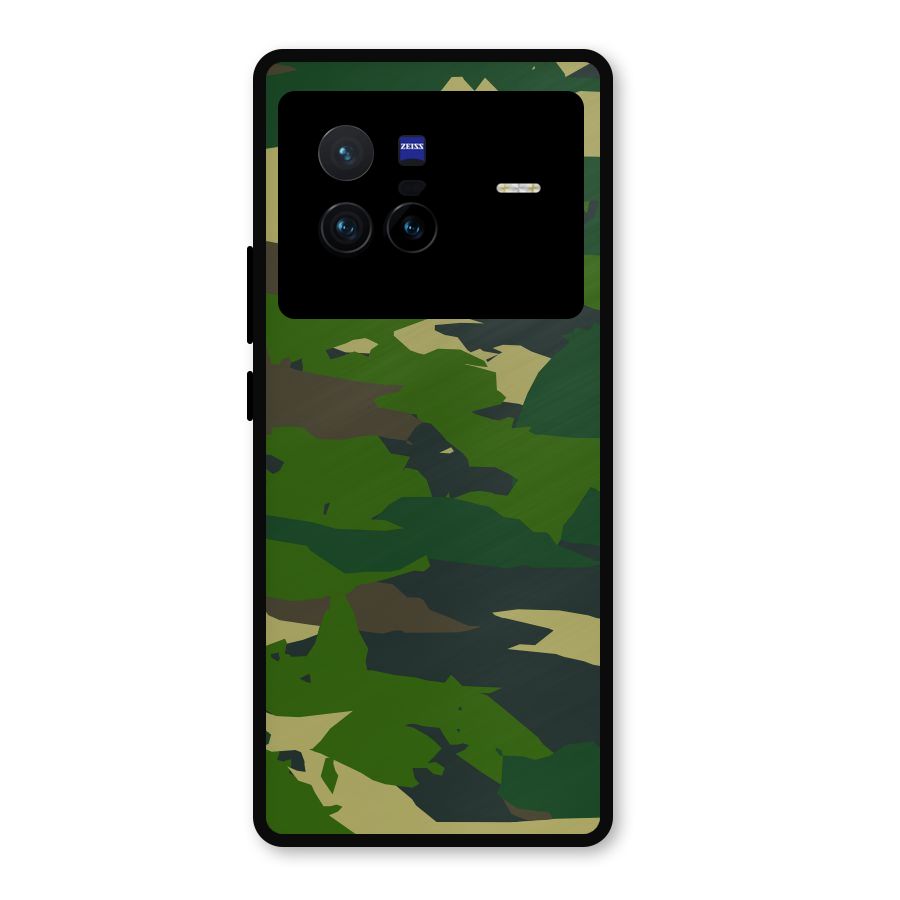 Green Camouflage Army Metal Back Case for Vivo X80