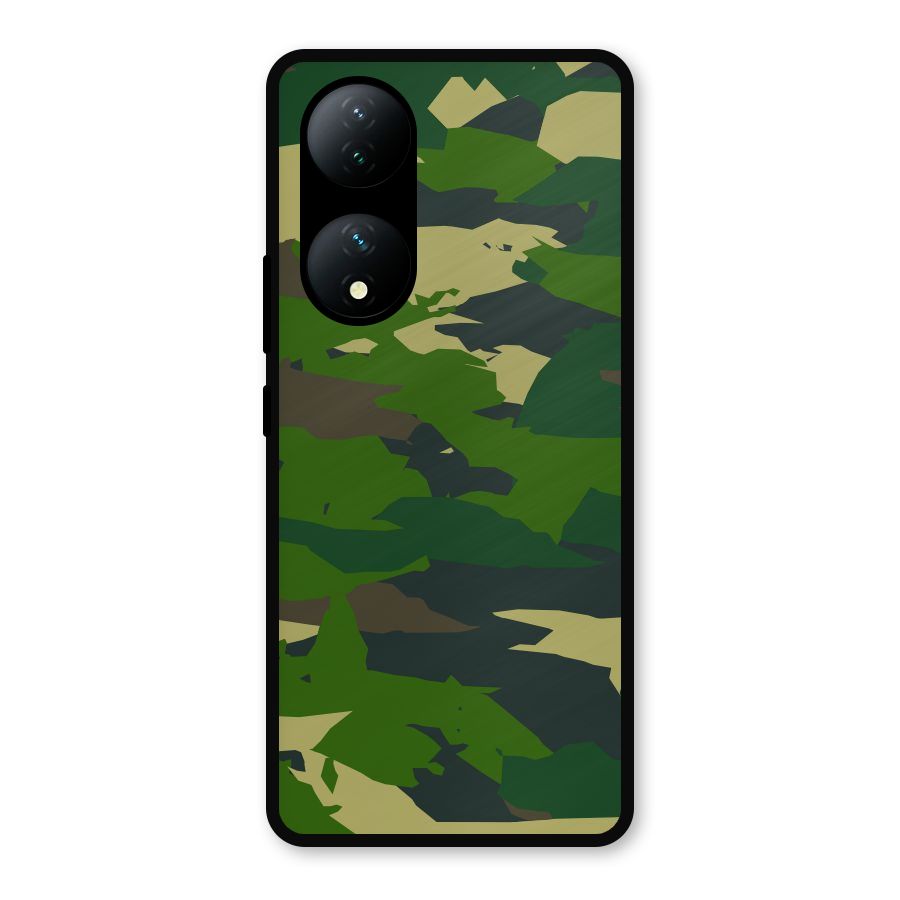 Green Camouflage Army Metal Back Case for Vivo Y100a