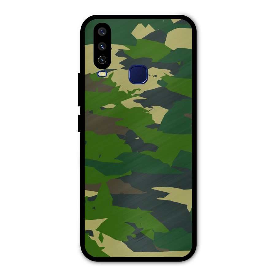 Green Camouflage Army Metal Back Case for Vivo Y15