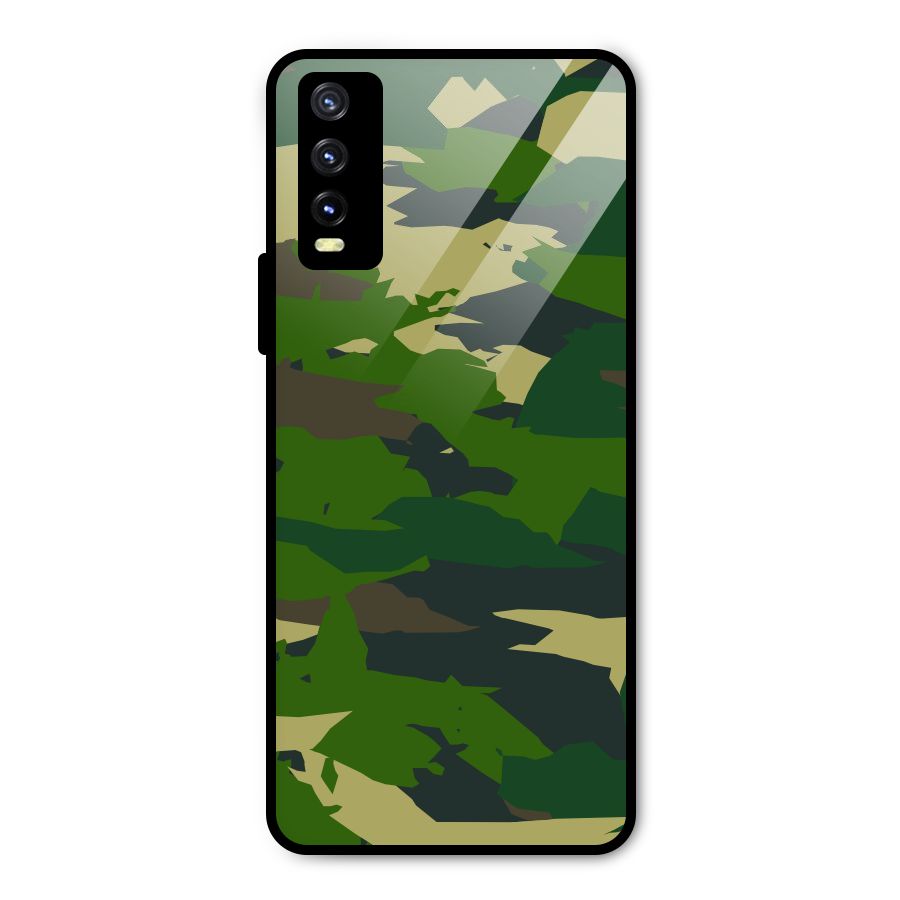 Green Camouflage Army Metal Back Case for Vivo Y20 2021
