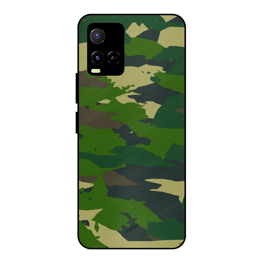 Green Camouflage Army Metal Back Case for Vivo Y21