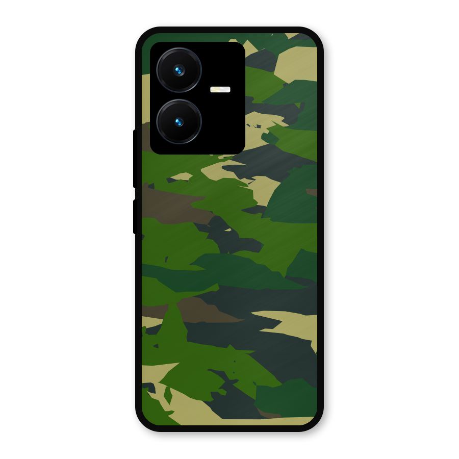 Green Camouflage Army Metal Back Case for Vivo Y22