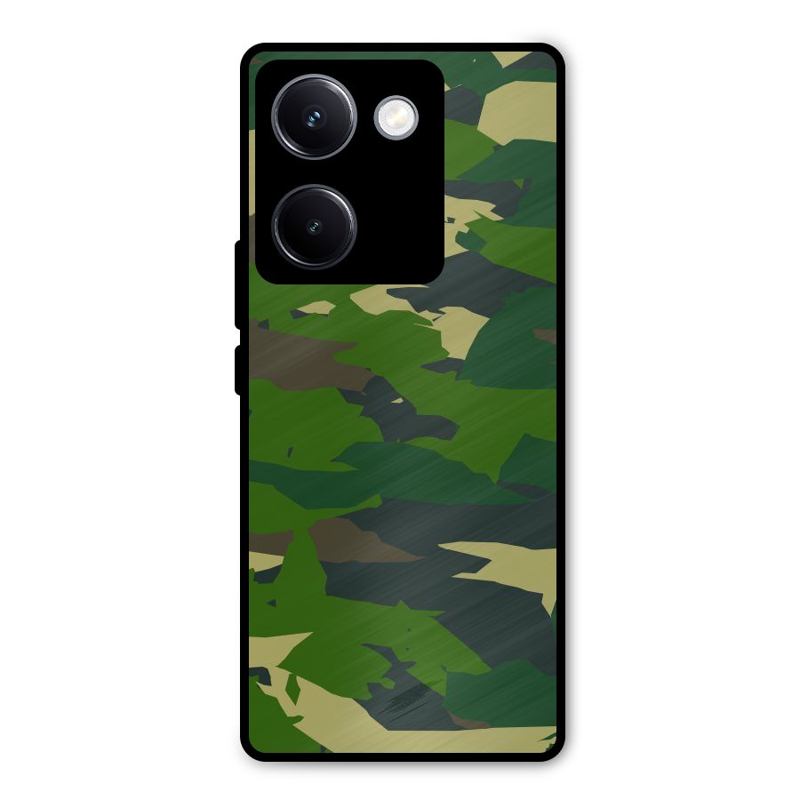 Green Camouflage Army Metal Back Case for Vivo Y300 Plus
